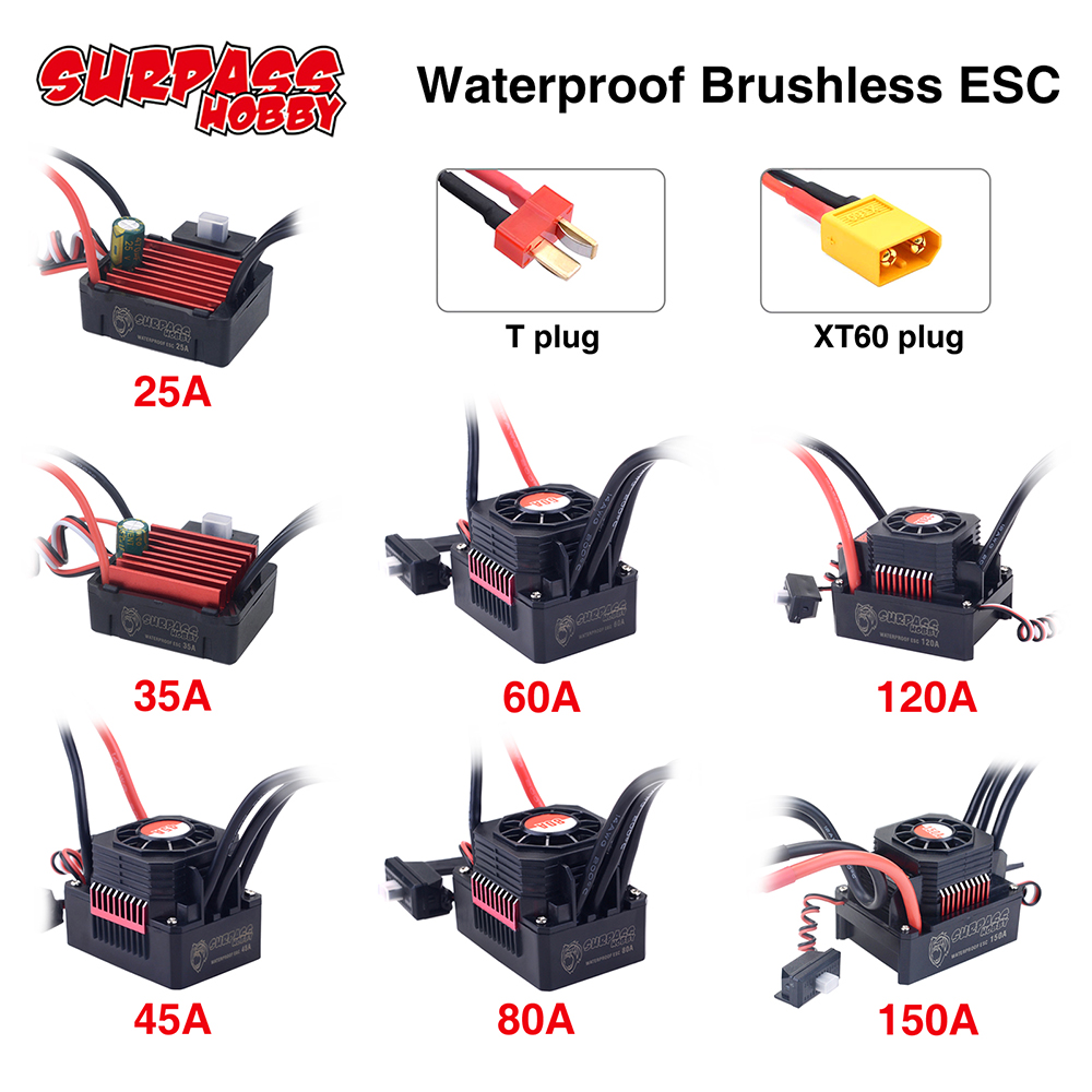 SURPASSHOBBY ESC 150A 80A 120A - Esc Waterproof 60A avaliação e preço